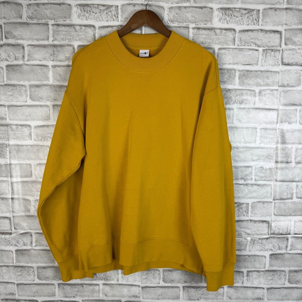NN07 No Nationality Briggs Mock 3503 Sweatshirt Mens XL Mustard Yellow Crew Neck